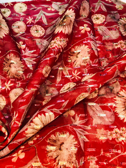 gold butta maroon floral