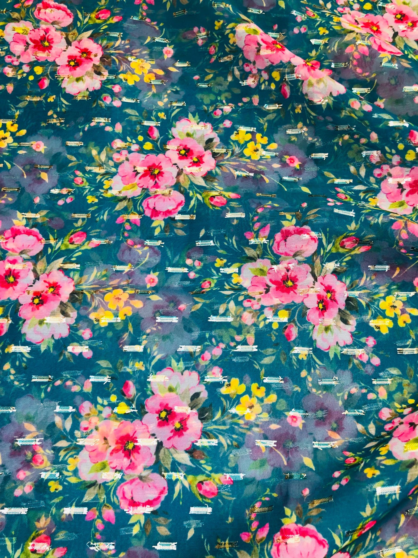 gold butta seablue floral