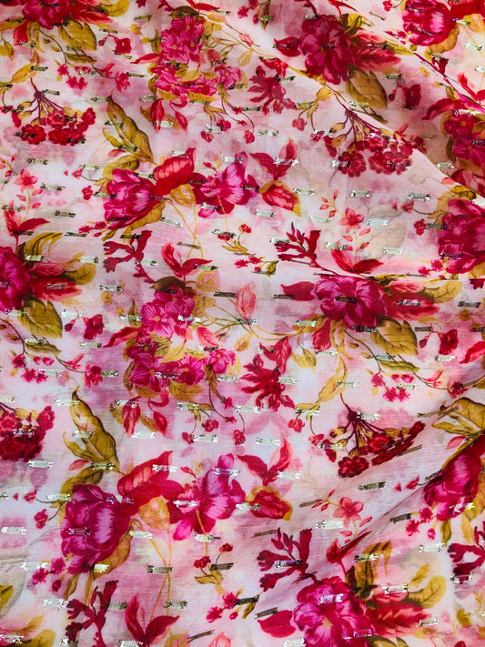 gold butta peach red floral