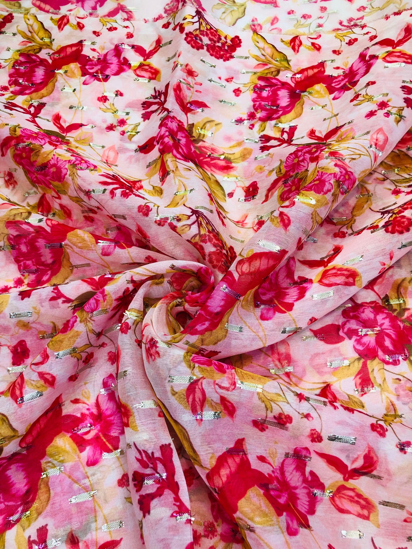 gold butta peach red floral
