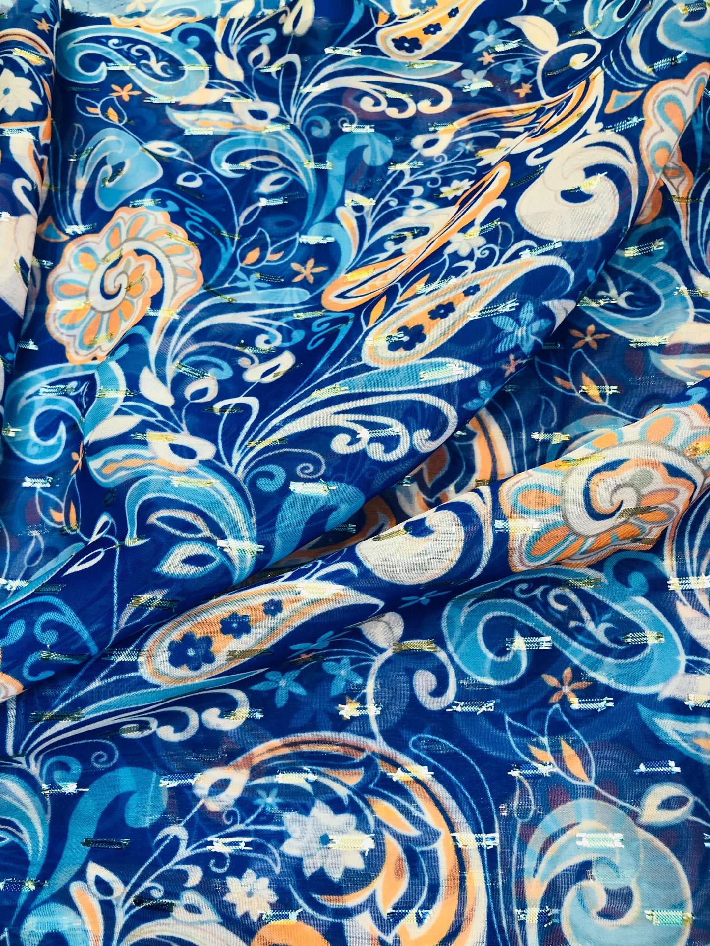 gold butta blue floral