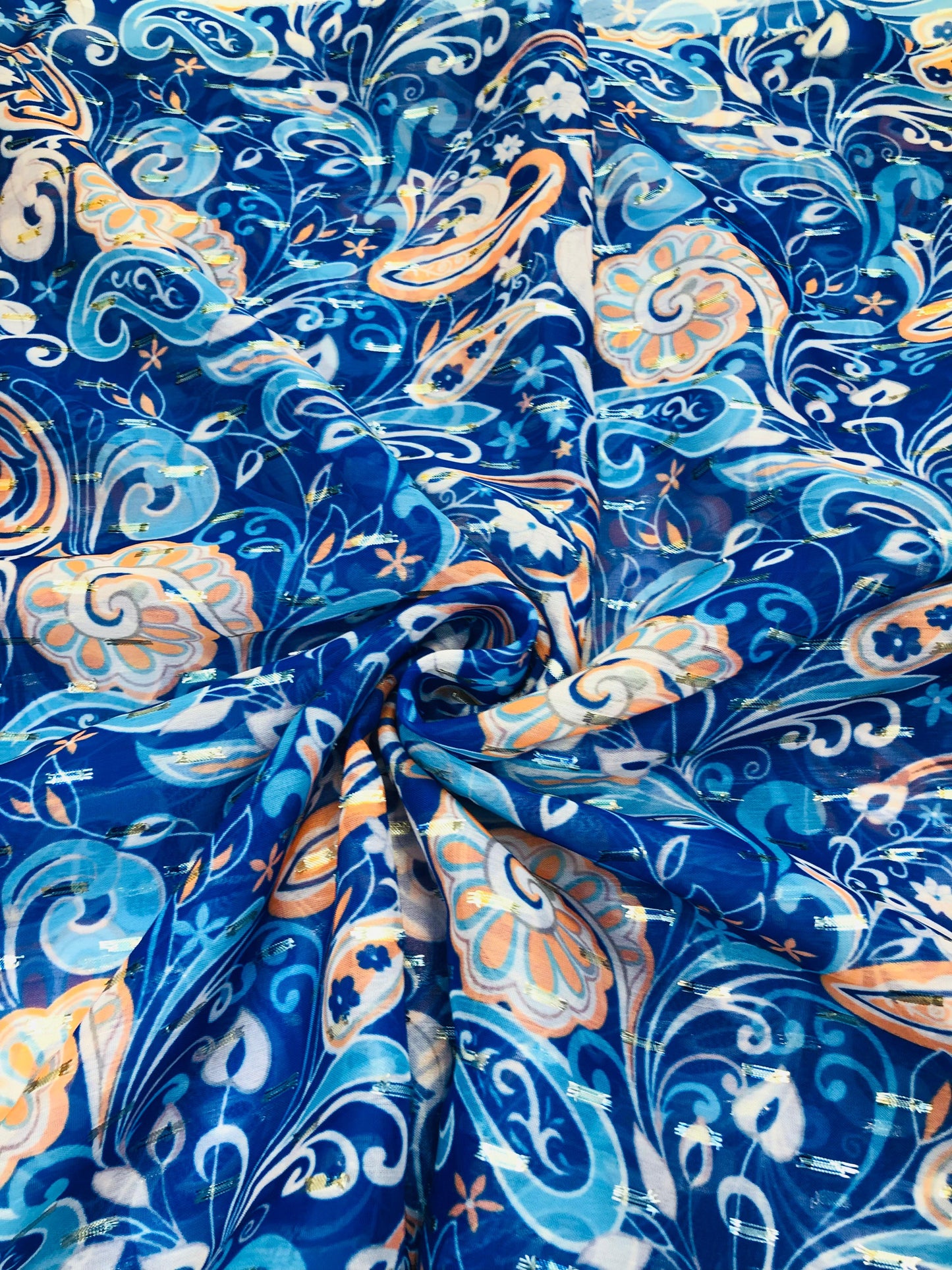 gold butta blue floral