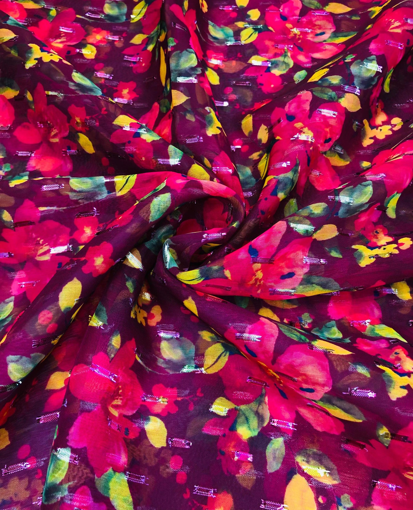 gold butta magenta floral